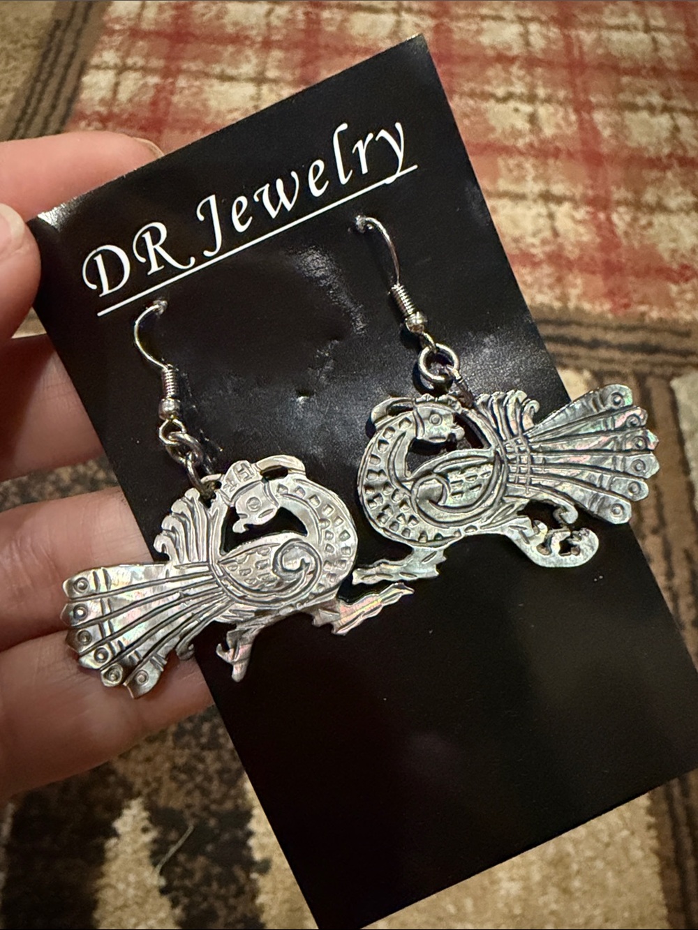 Blacklip Shell Peacock design earrings